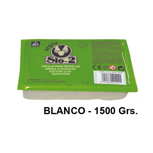 Arcilla para modelar sio-2, pastilla de 1.500 grs. color blanco.