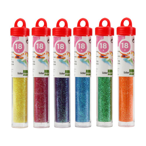 Purpurina fantasía liderpapel, bote de 18 grs. colores surtidos metálicos pastel