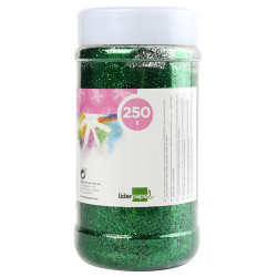 Purpurina fantasía liderpapel, bote de 250 grs. verde metálico