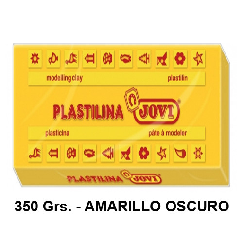 Plastilina jovi, pastilla de 350 grs. color amarillo oscuro.