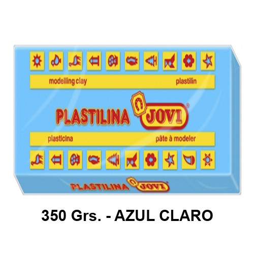Plastilina jovi, pastilla de 350 grs. color azul claro.
