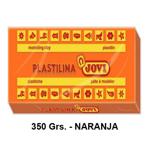 Plastilina jovi, pastilla de 350 grs. color naranja.