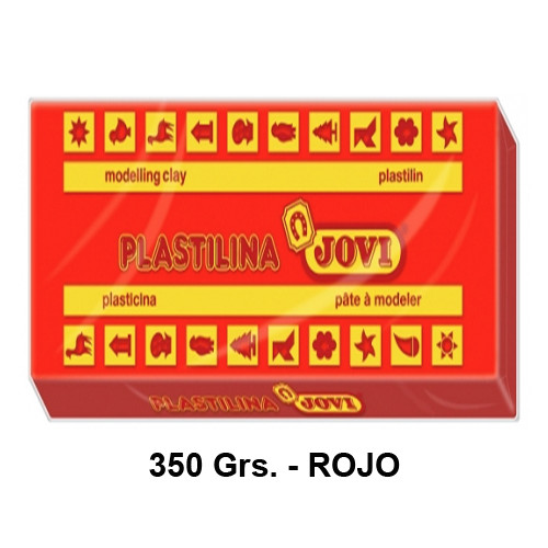 Plastilina jovi, pastilla de 350 grs. color rojo.