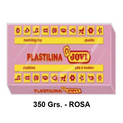 Plastilina jovi, pastilla de 350 grs. color rosa.