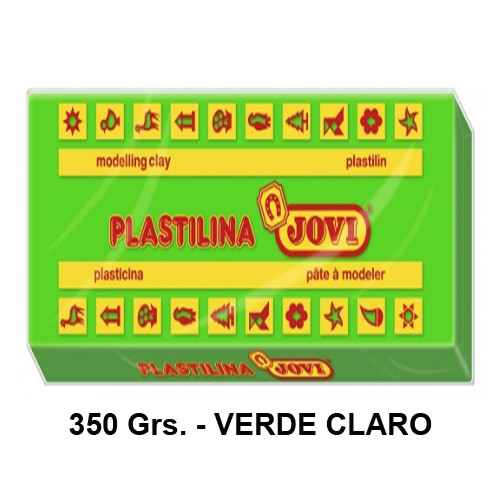 Plastilina jovi, pastilla de 350 grs. color verde claro.