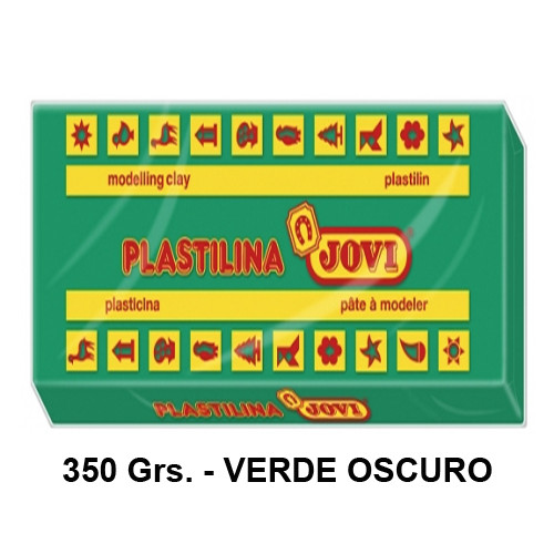 Plastilina jovi, pastilla de 350 grs. color verde oscuro.