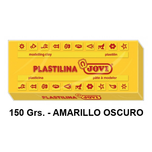 Plastilina jovi, pastilla de 150 grs. color amarillo oscuro.