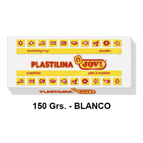 Plastilina jovi, pastilla de 150 grs. color blanco.