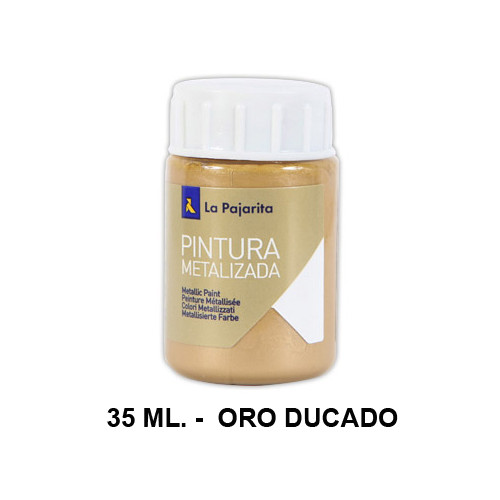 Pintura metalizada la pajarita, bote de 35 ml. color oro ducado.