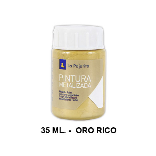 Pintura metalizada la pajarita, bote de 35 ml. color oro rico.