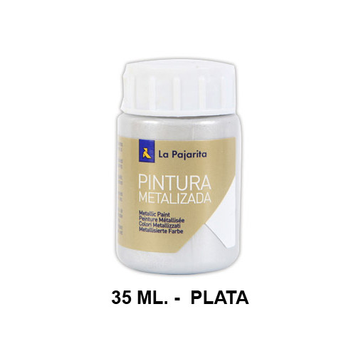 Pintura metalizada la pajarita, bote de 35 ml. color plata.