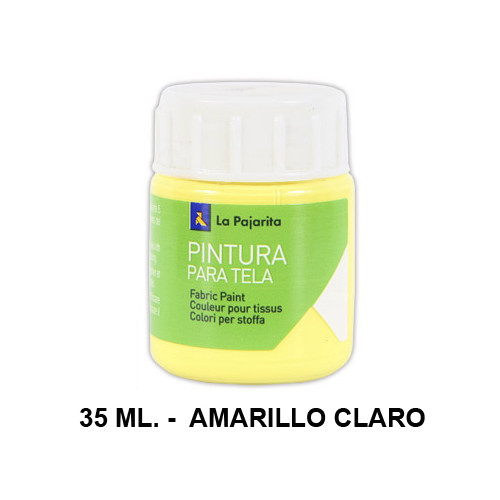 Pintura para tela la pajarita, bote de 25 ml. color amarillo claro.