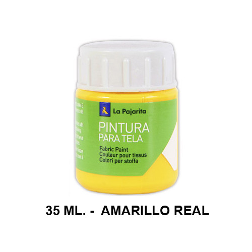 Pintura para tela la pajarita, bote de 25 ml. color amarillo real.
