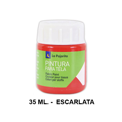 Pintura para tela la pajarita, bote de 25 ml. color escarlata.