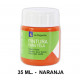 Pintura para tela la pajarita, bote de 25 ml. color naranja.