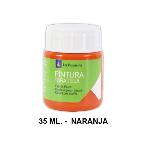 Pintura para tela la pajarita, bote de 25 ml. color naranja.