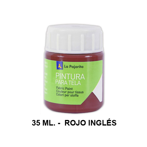 Pintura para tela la pajarita, bote de 25 ml. color rojo inglés.