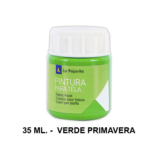 Pintura para tela la pajarita, bote de 25 ml. color verde primavera.
