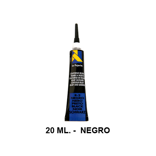 Contorno relieve la pajarita, bote de 20 ml. color negro.