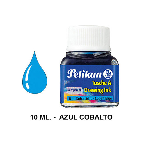Tinta china pelikan, frasco de 10 ml. color azul cobalto.