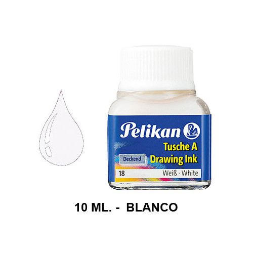 Tinta china pelikan, frasco de 10 ml. color blanco.