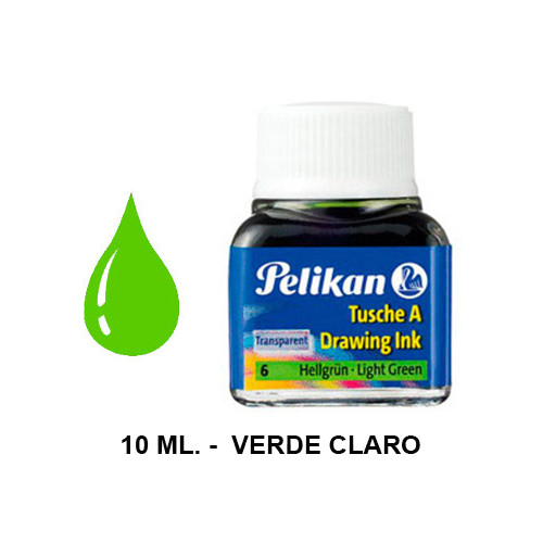 Tinta china pelikan, frasco de 10 ml. color verde claro.