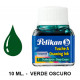 Tinta china pelikan, frasco de 10 ml. color verde oscuro.