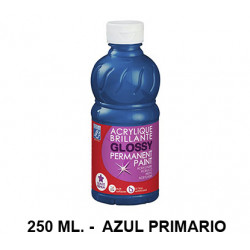 Pintura acrílica brillante glossy lefranc bourgeois, bote de 250 ml. color azul primario.