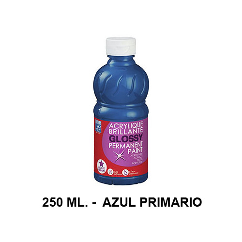 Pintura acrílica brillante glossy lefranc bourgeois, bote de 250 ml. color azul primario.