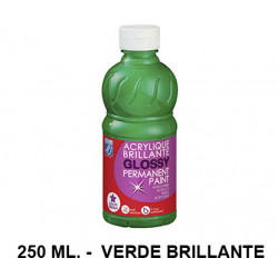 Pintura acrílica brillante glossy lefranc bourgeois, bote de 250 ml. color verde brillante.