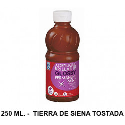 Pintura acrílica brillante glossy lefranc bourgeois, bote de 250 ml. color tierra de siena tostada.