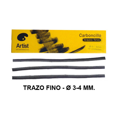 Carboncillo natural artist trazo fino de Ø 3-4 mm. caja de 10 uds.