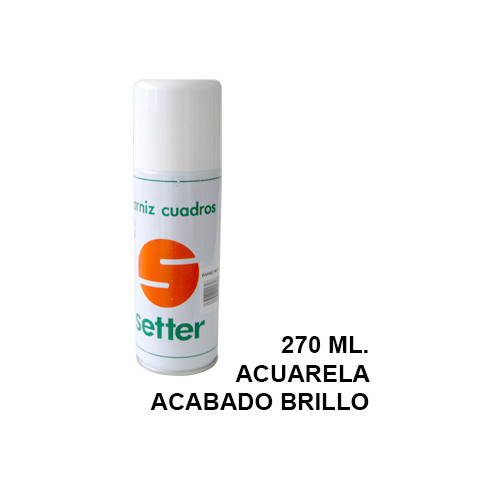 Barniz en spray setter para acuarela con acabado brillo, bote de 270 ml.