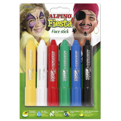 Barra de maquillaje alpino fiesta face stick, 5 grs. colores surtidos, blíster de 6 uds.