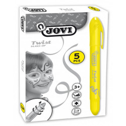 Barra de maquillaje jovi twist face paint, color amarillo, estuche de 5 uds.