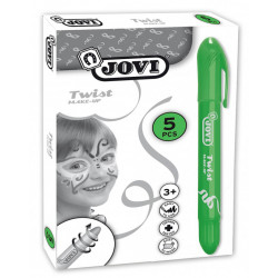 Barra de maquillaje jovi twist face paint, color verde, estuche de 5 uds.
