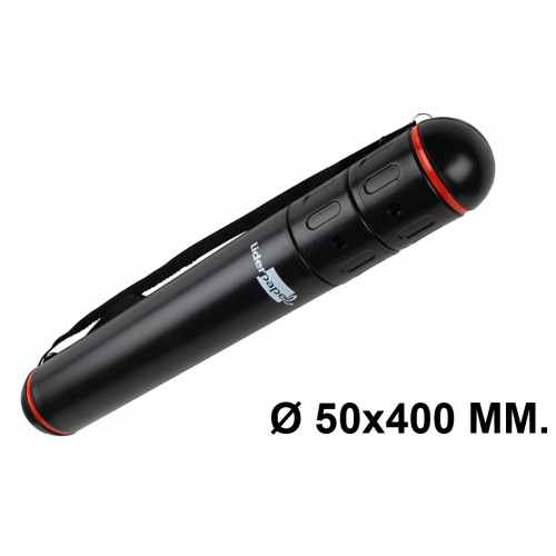 Tubo portaplanos en plástico con bandolera liderpapel, Ø 50x400 mm. negro