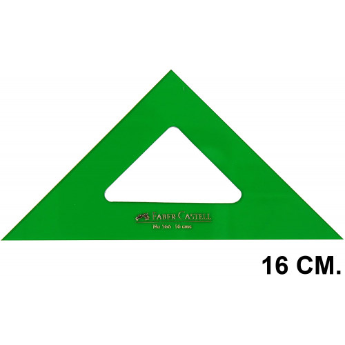 Escuadra faber-castell serie técnica sin graduar 16 cm. verde transparente.