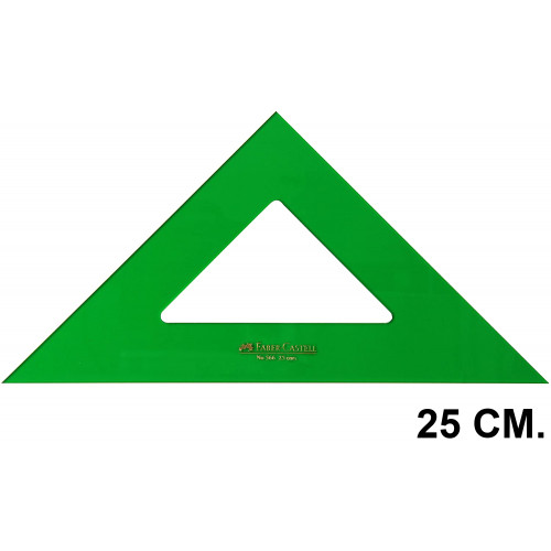 Escuadra faber-castell serie técnica sin graduar, 25 cm. verde transparente