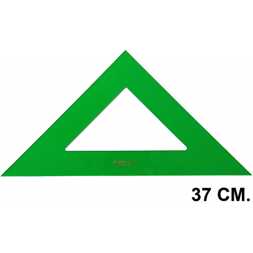 Escuadra faber-castell serie técnica sin graduar 37 cm. verde transparente.