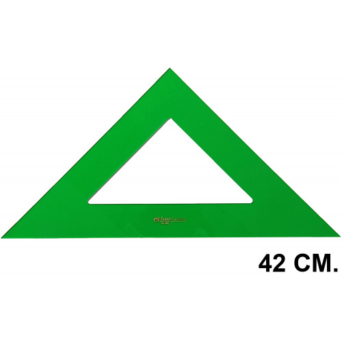 Escuadra faber-castell serie técnica sin graduar 42 cm. verde transparente.