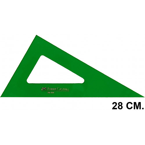 Cartabón faber-castell serie técnica sin graduar, 28 cm. verde transparente