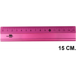 Regla metálica de aluminio q-connect 15 cm. en colores surtidos.