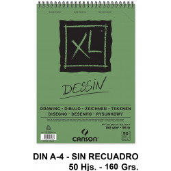 Bloc espiral de dibujo canson xl dessin, din a4, microperforado, sin recuadro, 160 grs/m². 50 hj.