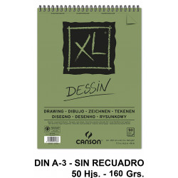 Bloc espiral de dibujo canson xl dessin, din a3, microperforado, sin recuadro, 160 grs/m². 50 hj.
