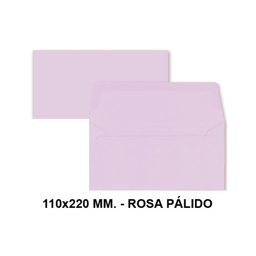 Sobre de color liderpapel en formato 110x220 mm. offset, 80 grs/m². color rosa pálido, pack de 9 uds.