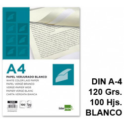 Papel verjurado liderpapel, din a4, 120 grs/m². blanco, paquete de 100 hojas