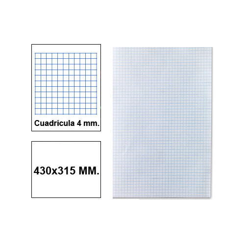 Papel florete liderpapel, 430x315 mm. 60 grs/m². 4x4 mm. paquete de 250 hojas