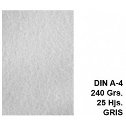Papel pergamino liderpapel en formato din a-4 de 240 grs/m². color gris, paquete de 25 hojas.