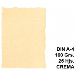 Papel pergamino michel en formato din a-4 de 160 grs/m². color crema, paquete de 25 hojas.